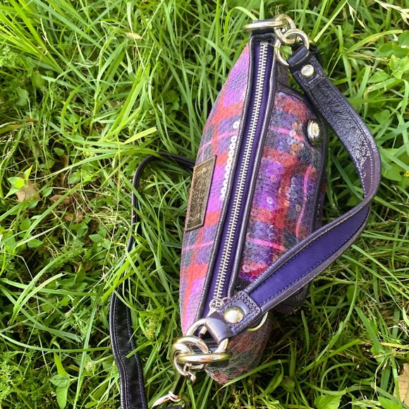 COACH POPPY SEQUIN TARTAN GROOVY BAG MULTI COLOR - Picture 12 of 16